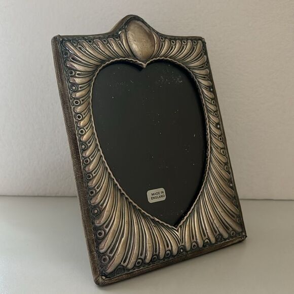 VTG Sterling Silver Heart Picture Photo Frame Ornate Velvet Easel TS LTD England - Picture 2 of 10